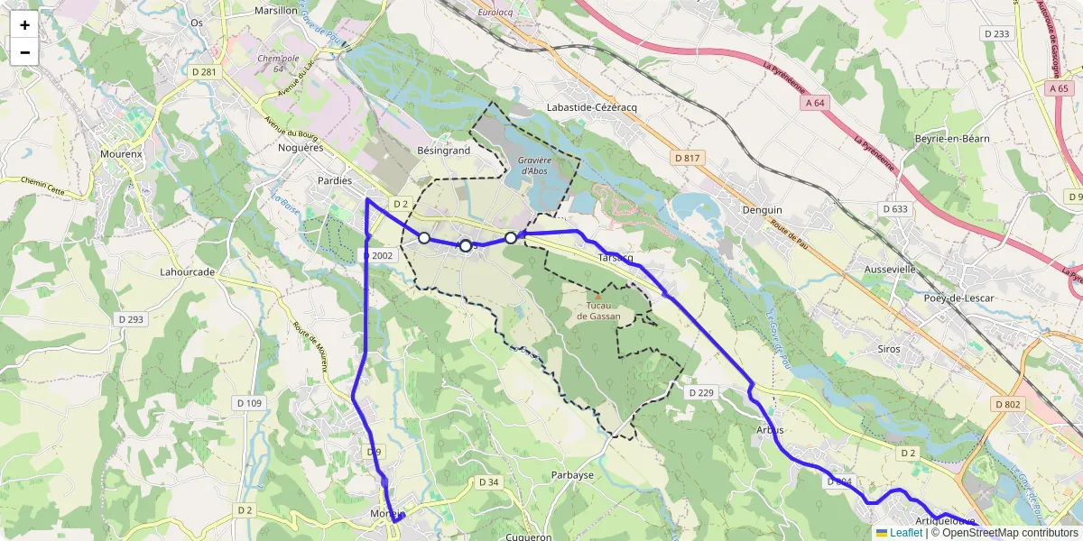 Carte du réseau de transport en commun à Abos - lignes de bus et arrêts