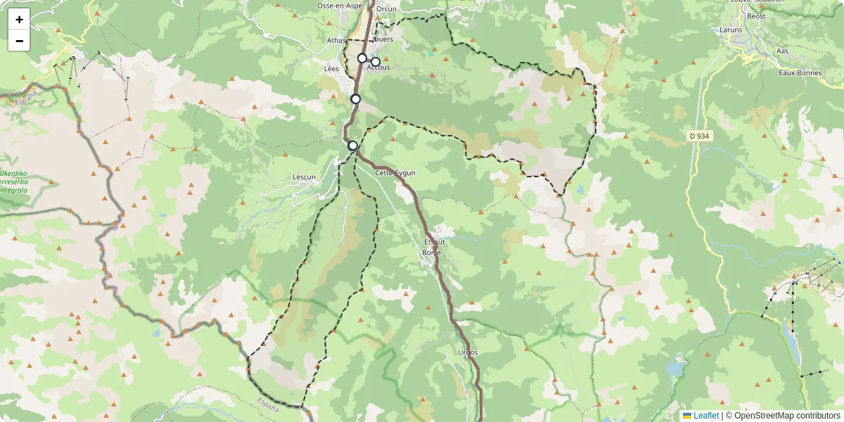 Carte du réseau de transport en commun à Accous - lignes de bus et arrêts