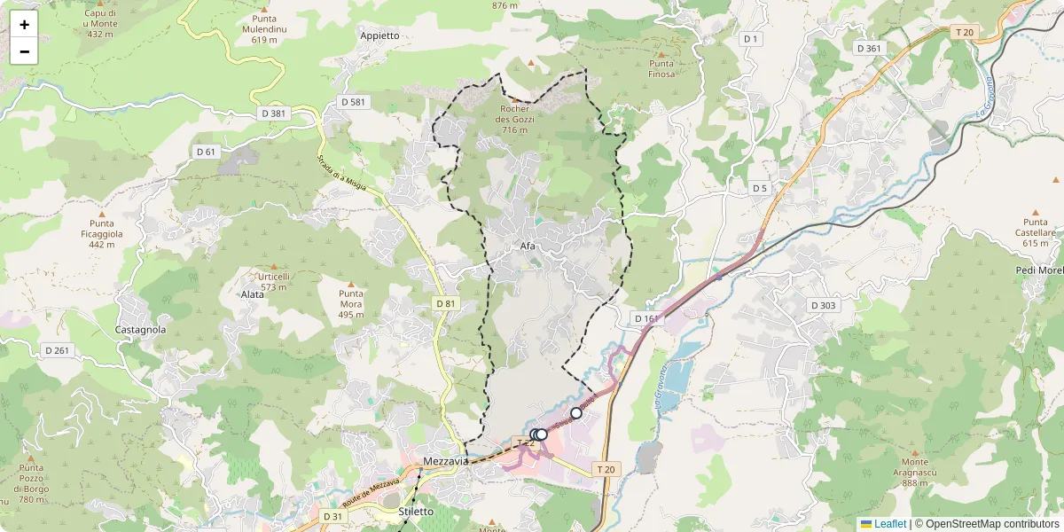 Carte du réseau de transport en commun à Afa - lignes de bus et arrêts