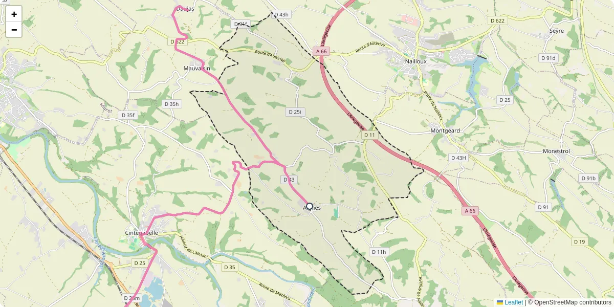 Carte du réseau de transport en commun à Aignes - lignes de bus et arrêts