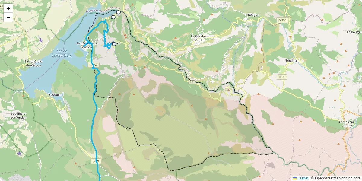 Carte du réseau de transport en commun à Aiguines - lignes de bus et arrêts