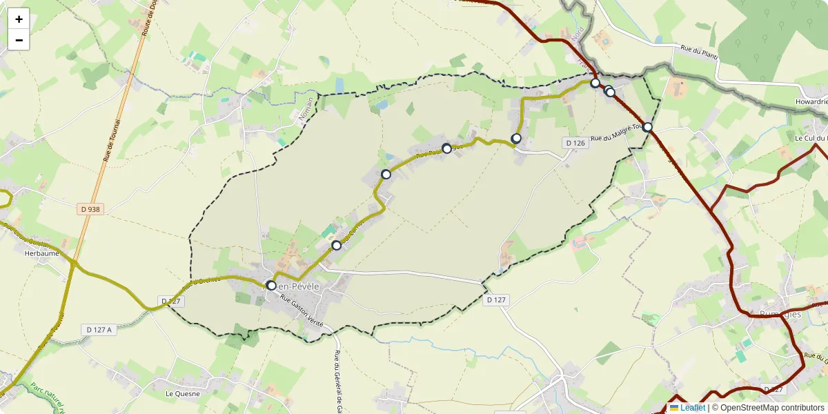 Carte du réseau de transport en commun à Aix-en-Pévèle - lignes de bus et arrêts