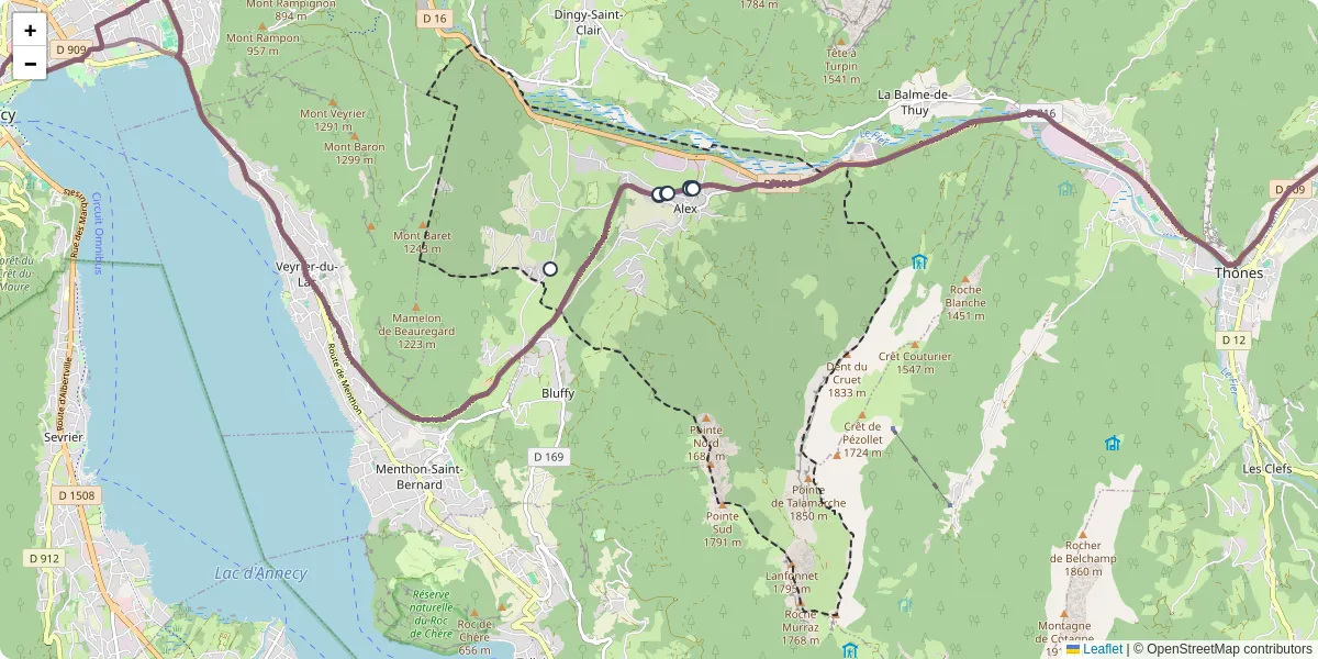 Carte du réseau de transport en commun à Alex - lignes de bus et arrêts