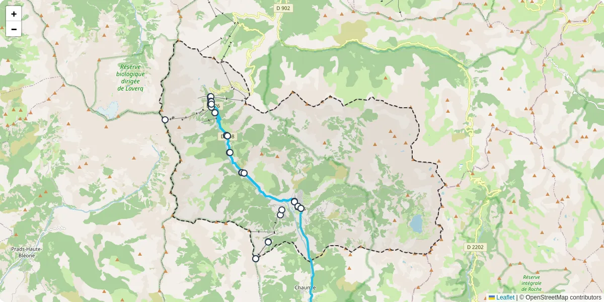 Carte du réseau de transport en commun à Allos - lignes de bus et arrêts