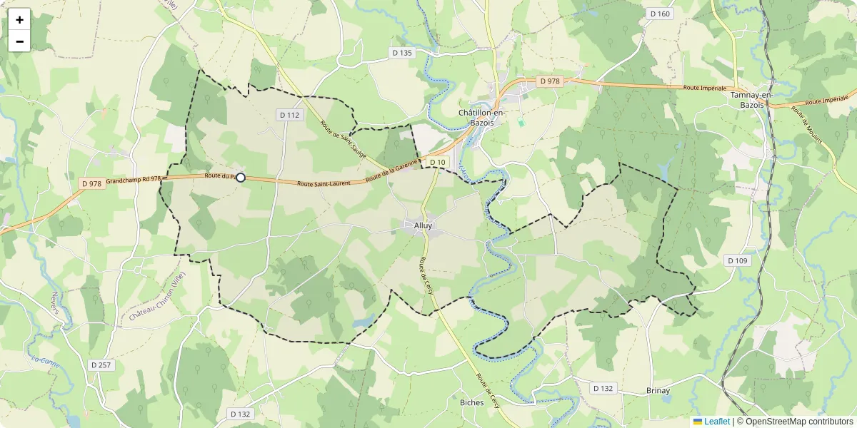 Carte du réseau de transport en commun à Alluy - lignes de bus et arrêts
