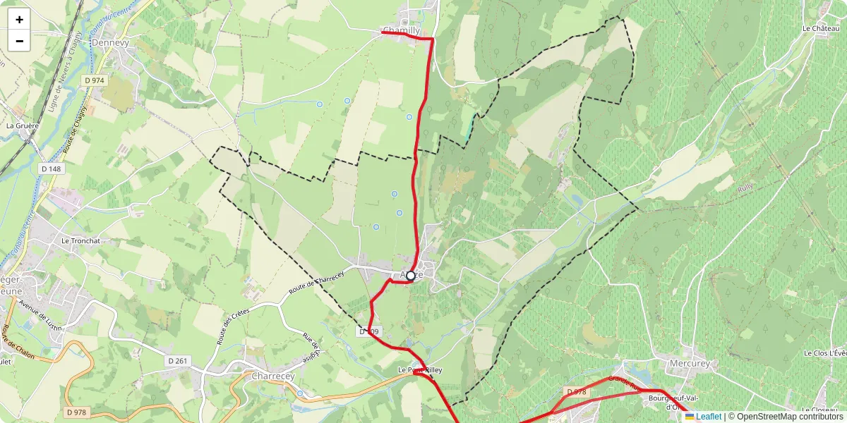 Carte du réseau de transport en commun à Aluze - lignes de bus et arrêts
