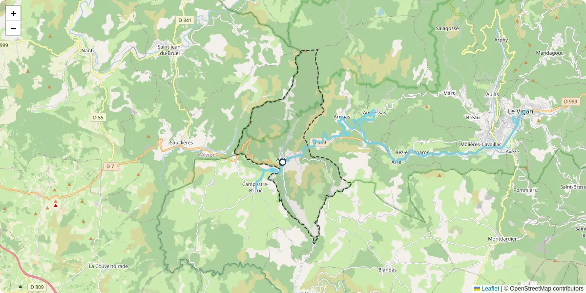 Carte du réseau de transport en commun à Alzon - lignes de bus et arrêts