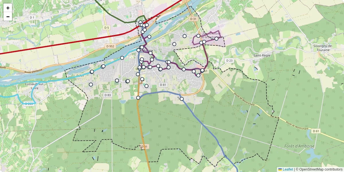 Carte du réseau de transport en commun à Amboise - lignes de bus et arrêts