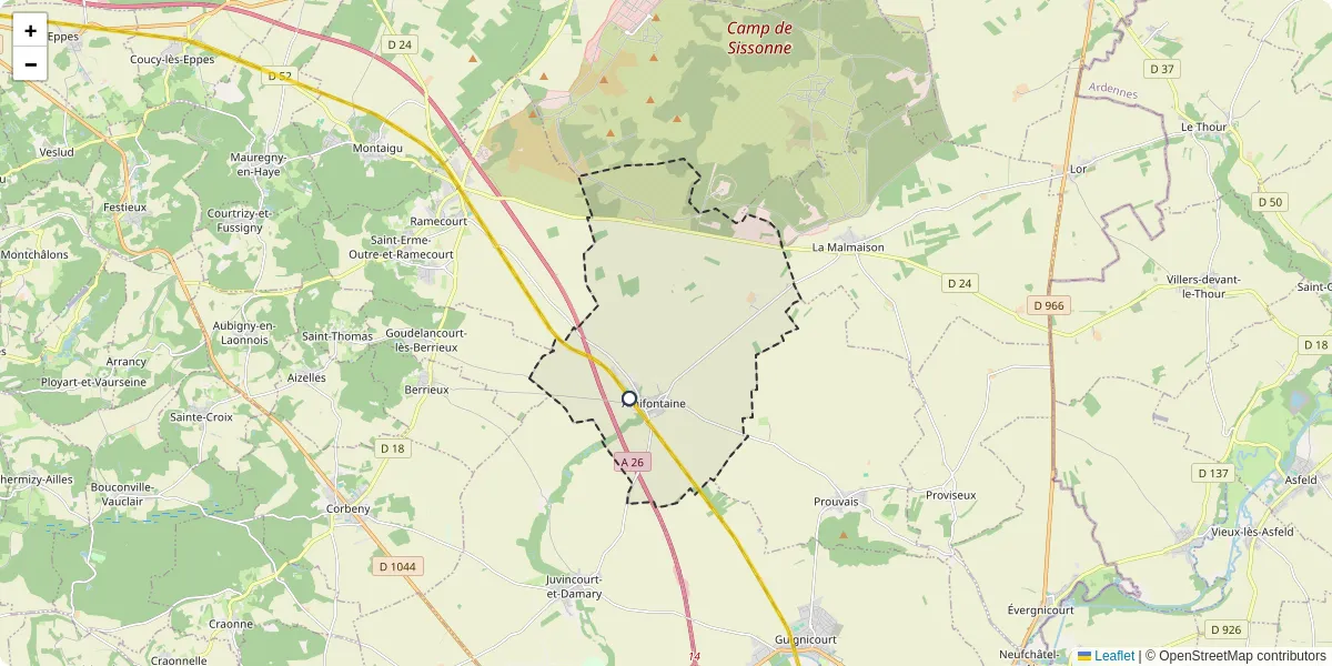 Carte du réseau de transport en commun à Amifontaine - lignes de bus et arrêts