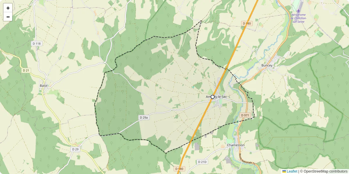 Carte du réseau de transport en commun à Ampilly-le-Sec - lignes de bus et arrêts