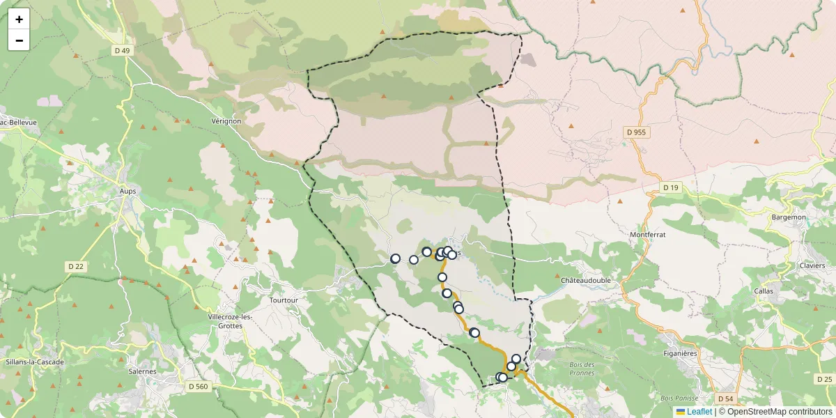 Carte du réseau de transport en commun à Ampus - lignes de bus et arrêts