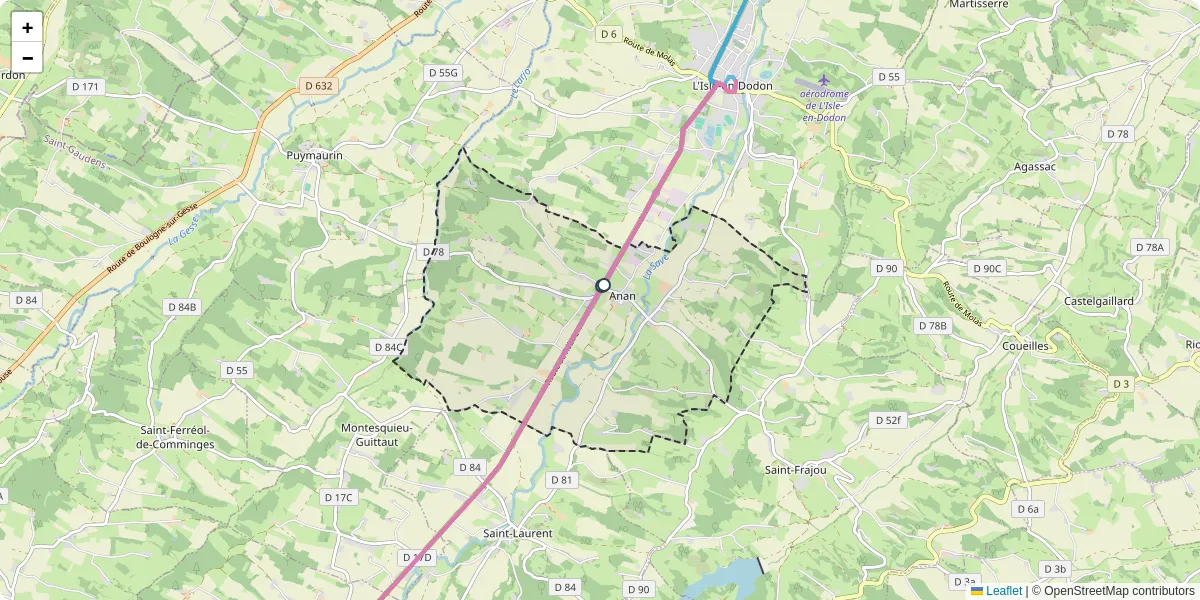 Carte du réseau de transport en commun à Anan - lignes de bus et arrêts