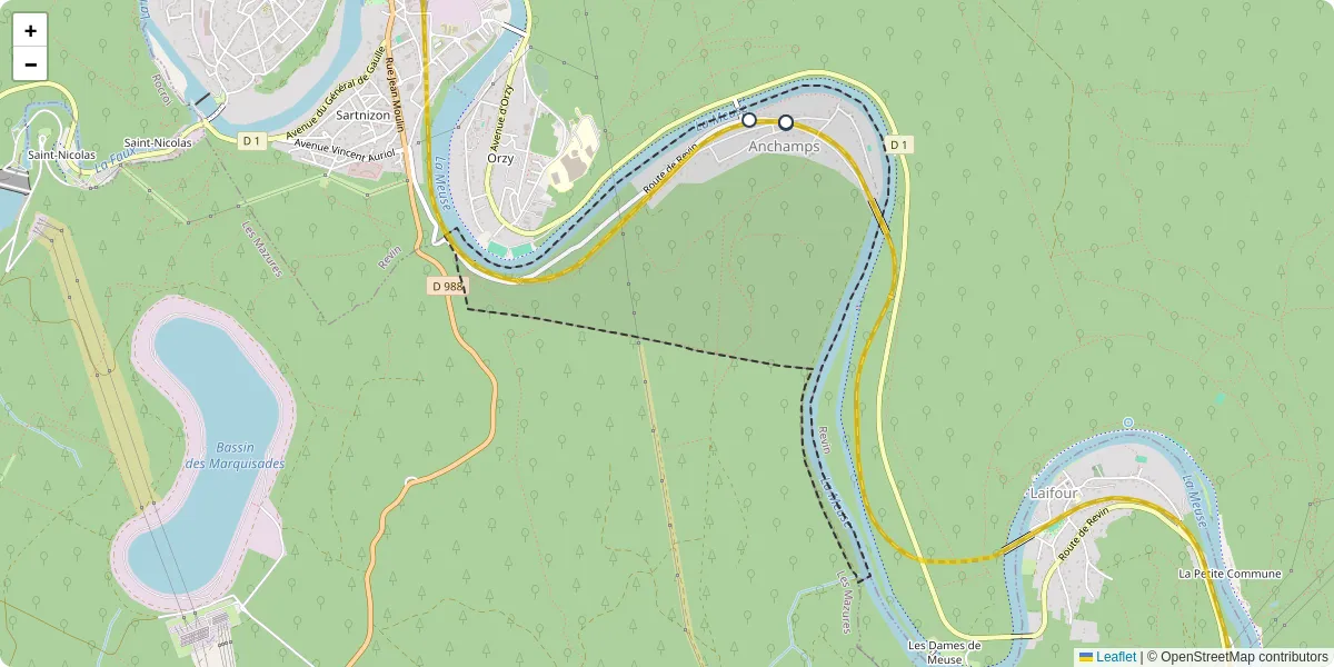 Carte du réseau de transport en commun à Anchamps - lignes de bus et arrêts