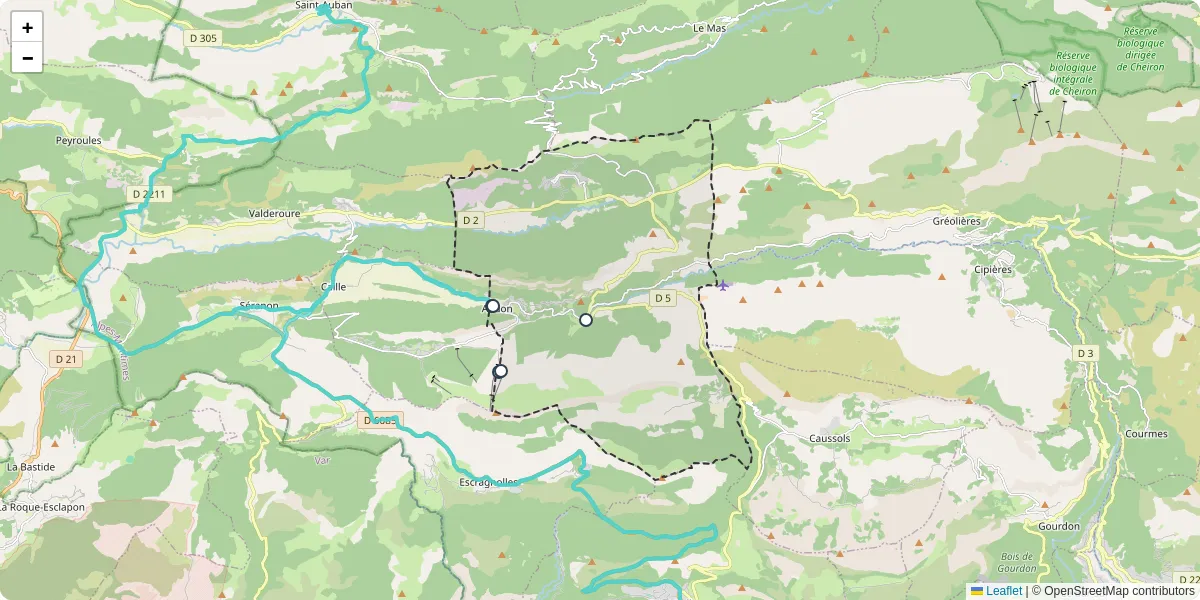Carte du réseau de transport en commun à Andon - lignes de bus et arrêts