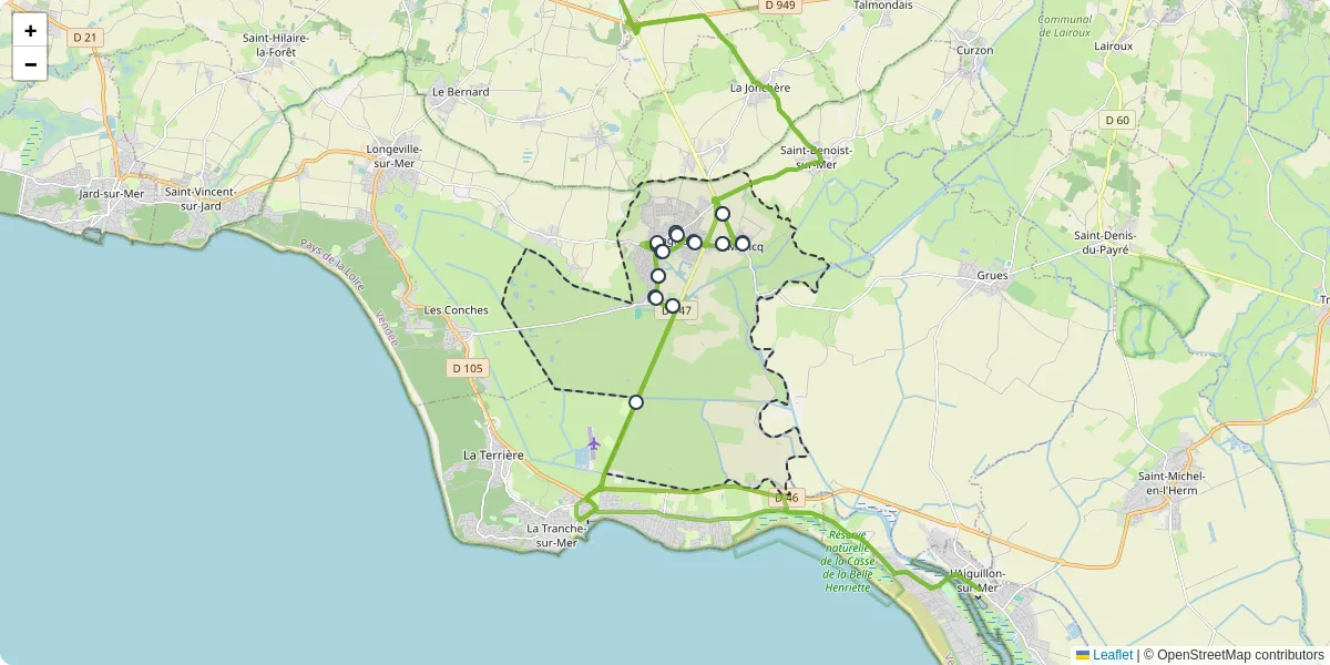 Carte du réseau de transport en commun à Angles - lignes de bus et arrêts