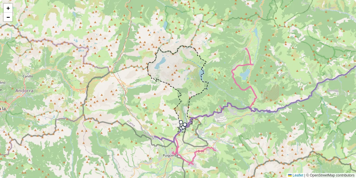 Carte du réseau de transport en commun à Angoustrine-Villeneuve-des-Escaldes - lignes de bus et arrêts