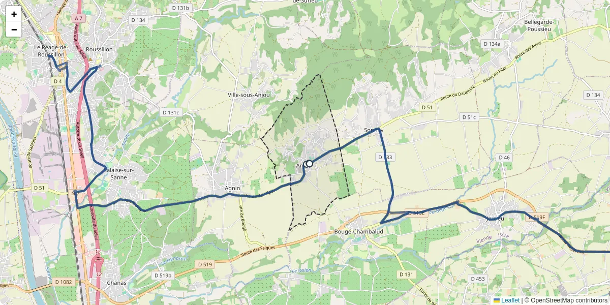 Carte du réseau de transport en commun à Anjou - lignes de bus et arrêts