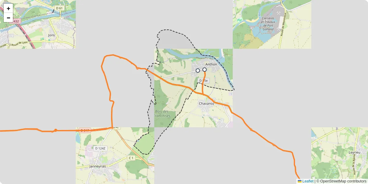 Carte du réseau de transport en commun à Anthon - lignes de bus et arrêts