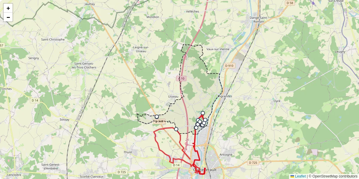 Carte du réseau de transport en commun à Antran - lignes de bus et arrêts