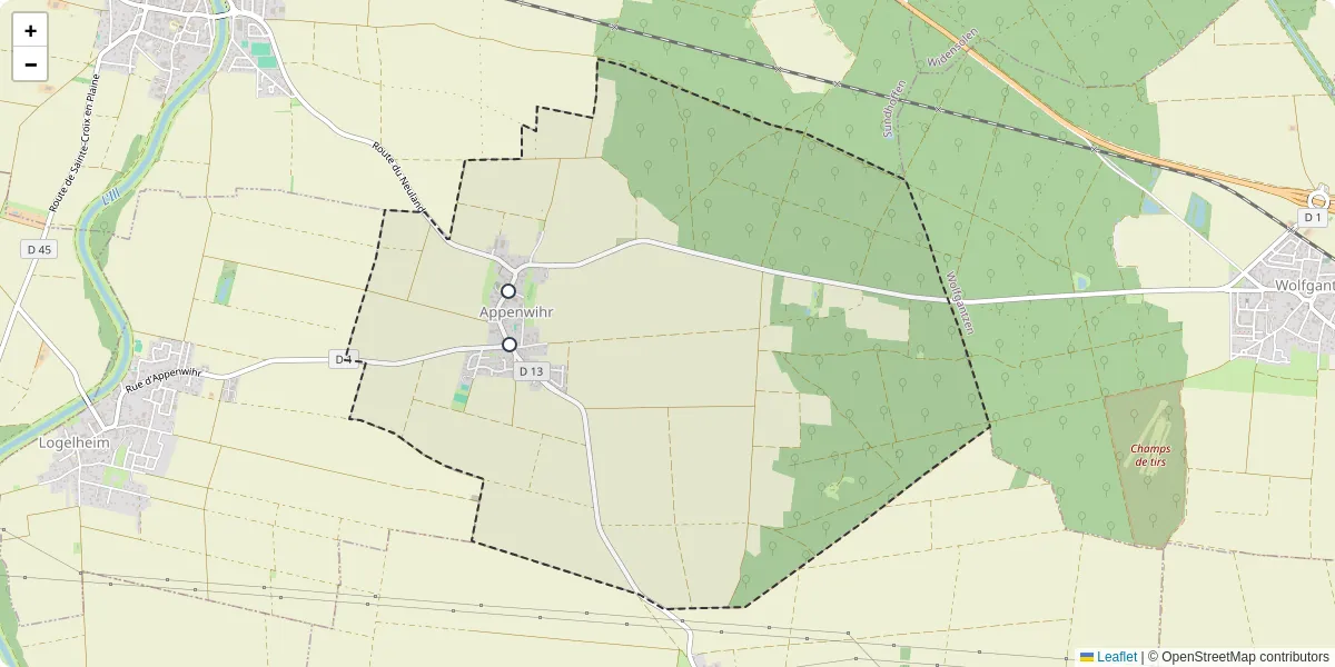 Carte du réseau de transport en commun à Appenwihr - lignes de bus et arrêts
