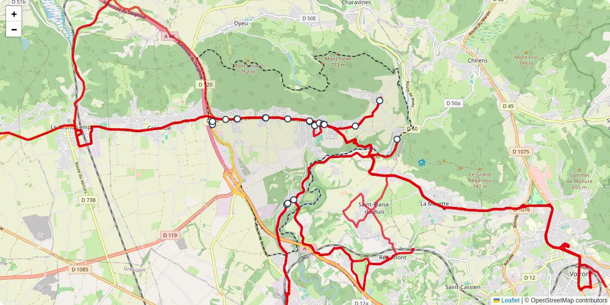 Carte du réseau de transport en commun à Apprieu - lignes de bus et arrêts