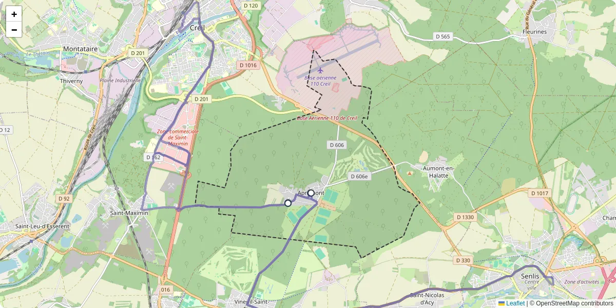 Carte du réseau de transport en commun à Apremont - lignes de bus et arrêts