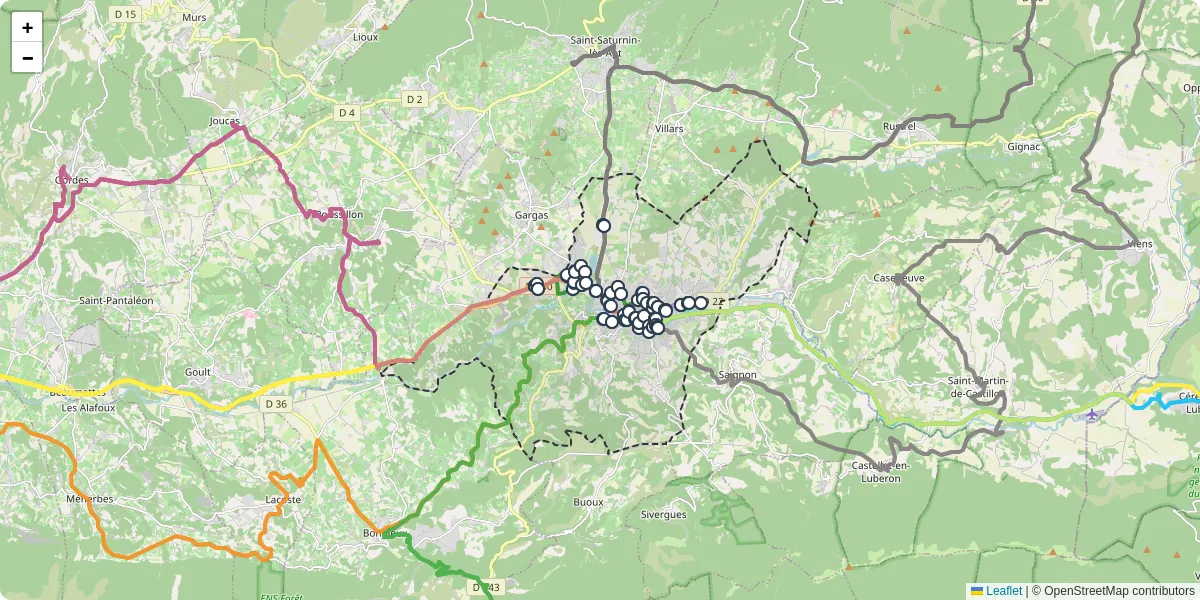 Carte du réseau de transport en commun à Apt - lignes de bus et arrêts