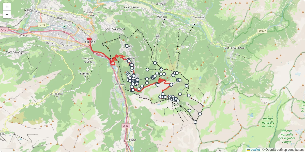 Carte du réseau de transport en commun à Arâches-la-Frasse - lignes de bus et arrêts