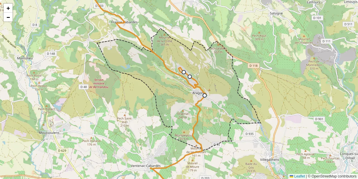 Carte du réseau de transport en commun à Aragon - lignes de bus et arrêts