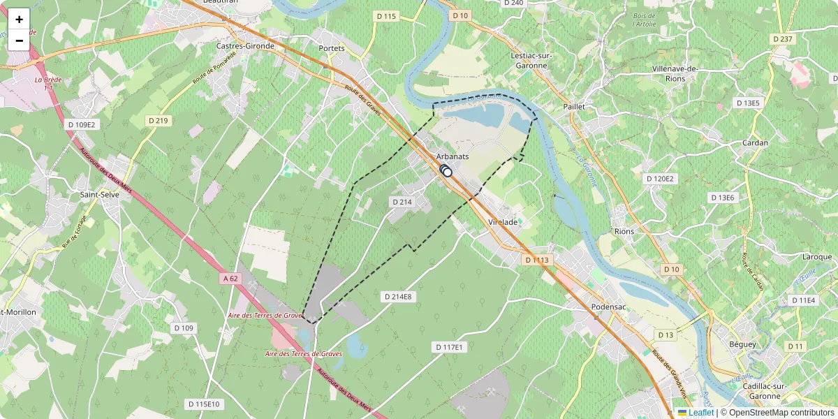 Carte du réseau de transport en commun à Arbanats - lignes de bus et arrêts