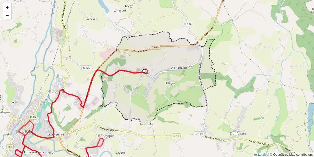 Carte du réseau de transport en commun à Arbérats-Sillègue - lignes de bus et arrêts