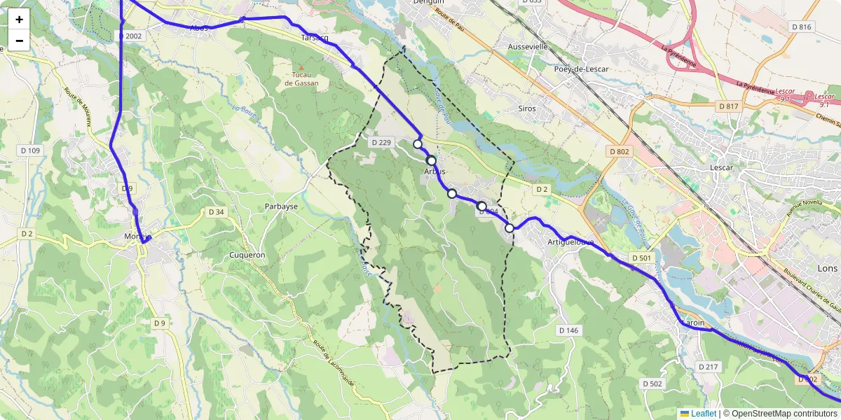 Carte du réseau de transport en commun à Arbus - lignes de bus et arrêts