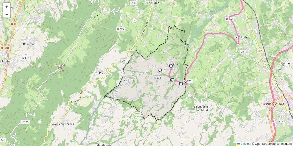 Carte du réseau de transport en commun à Arbusigny - lignes de bus et arrêts