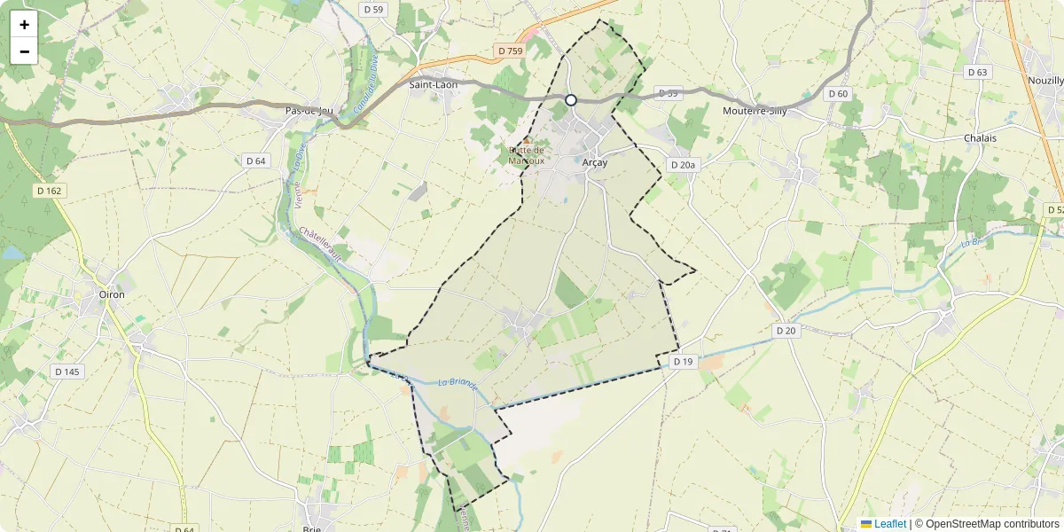 Carte du réseau de transport en commun à Arçay - lignes de bus et arrêts