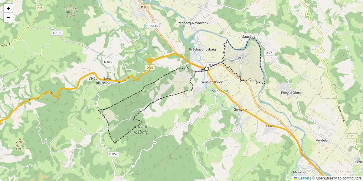 Carte du réseau de transport en commun à Aren - lignes de bus et arrêts