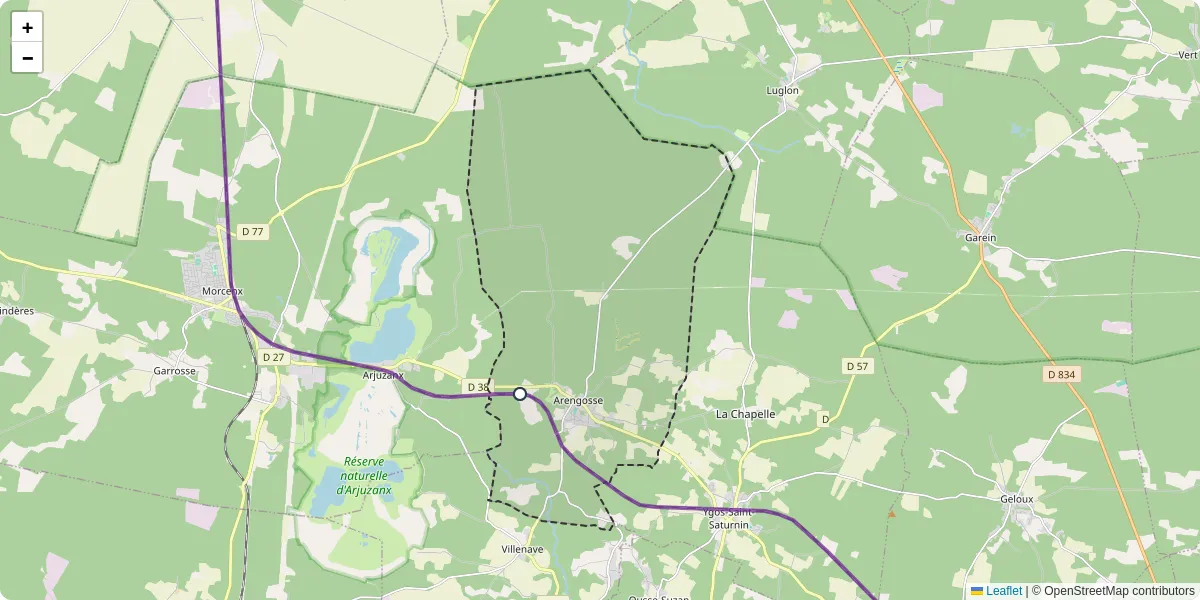 Carte du réseau de transport en commun à Arengosse - lignes de bus et arrêts