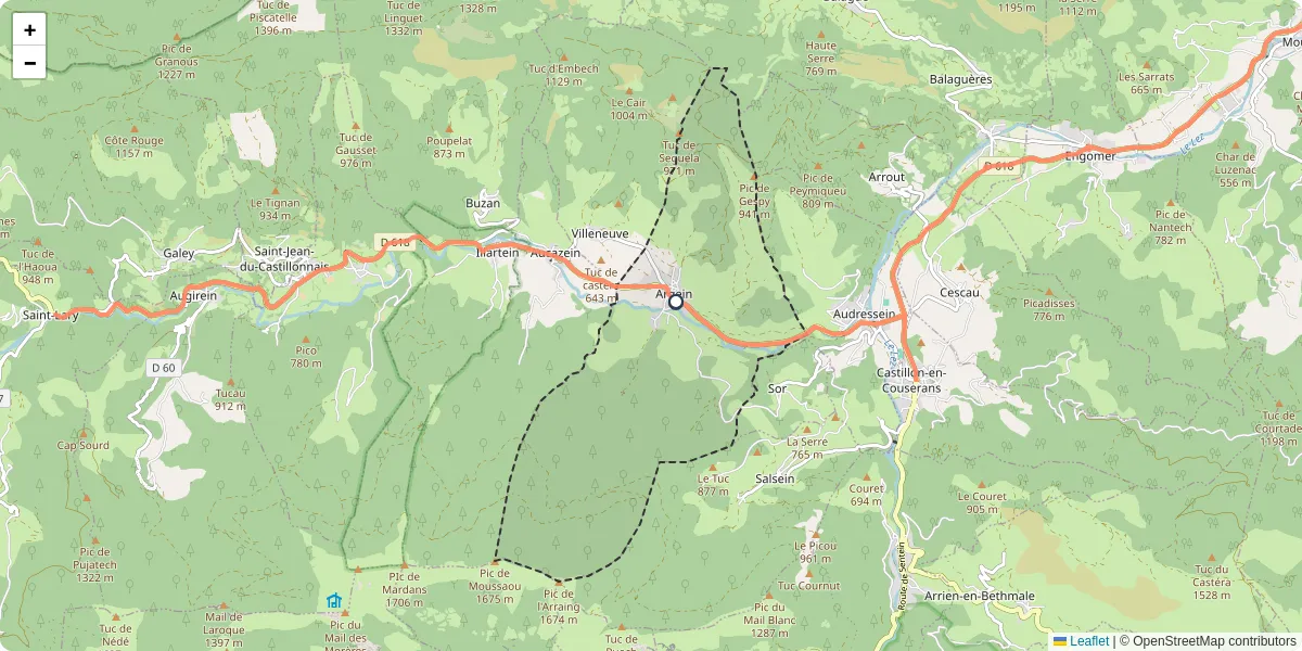 Carte du réseau de transport en commun à Argein - lignes de bus et arrêts