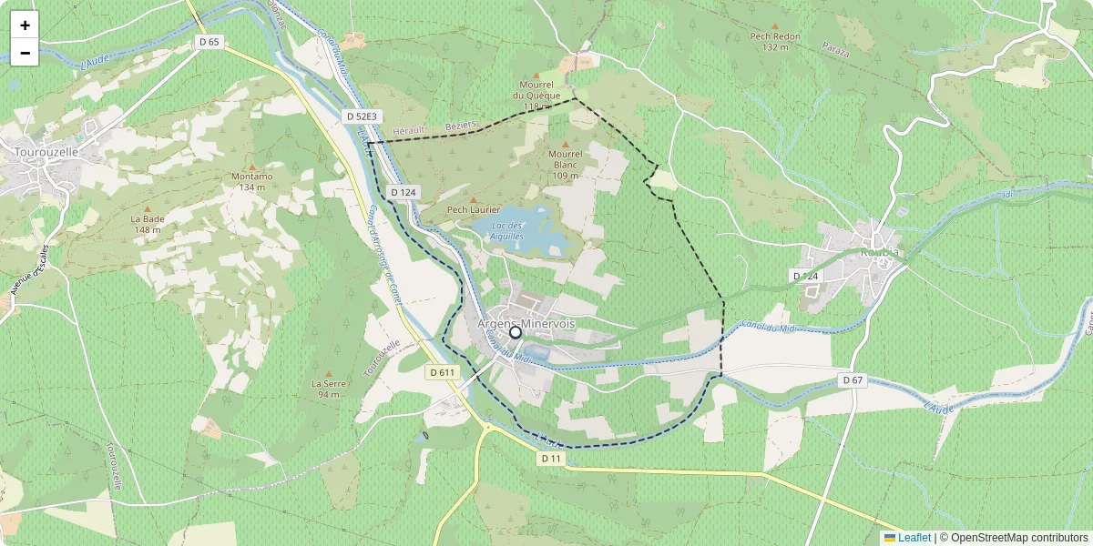 Carte du réseau de transport en commun à Argens-Minervois - lignes de bus et arrêts