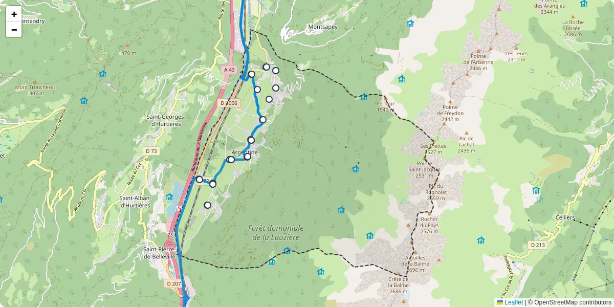 Carte du réseau de transport en commun à Argentine - lignes de bus et arrêts