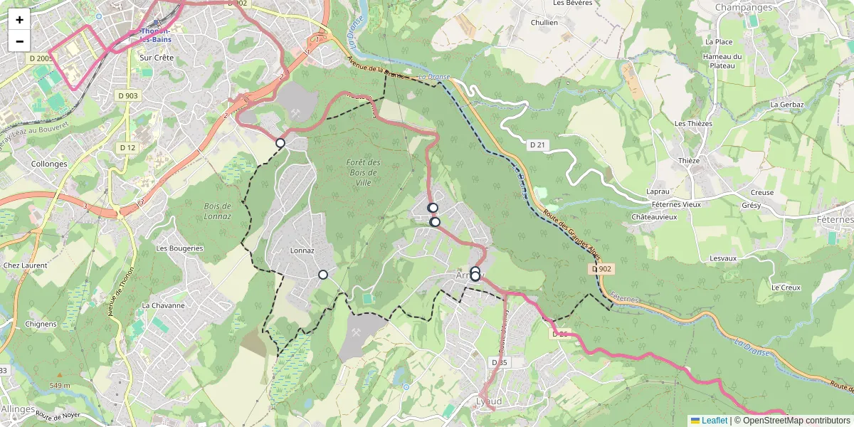 Carte du réseau de transport en commun à Armoy - lignes de bus et arrêts