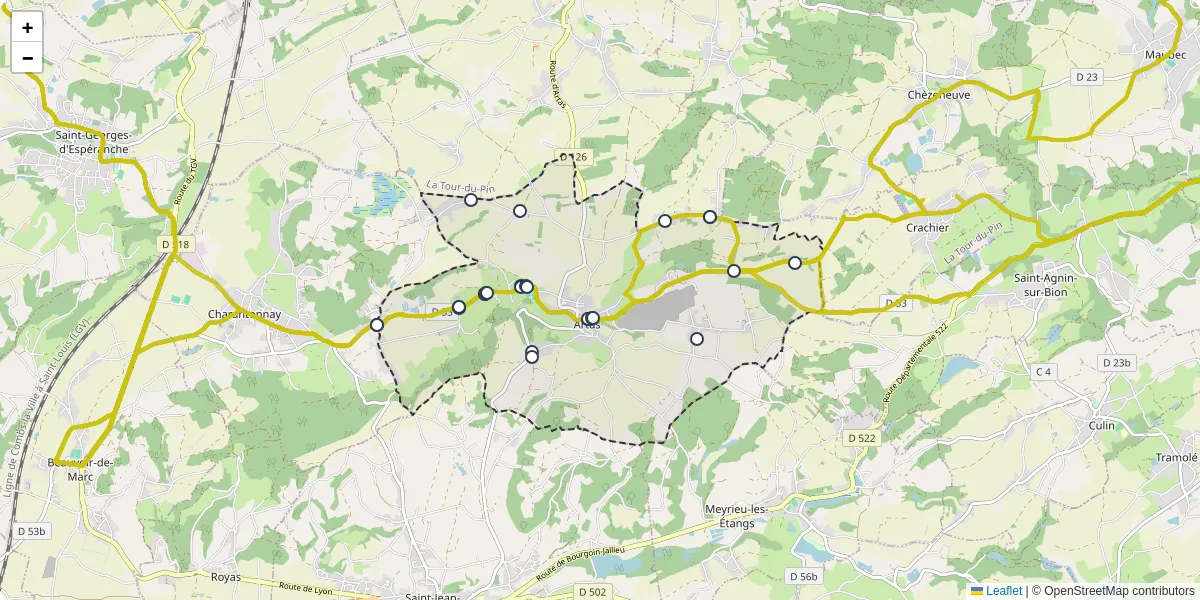 Carte du réseau de transport en commun à Artas - lignes de bus et arrêts