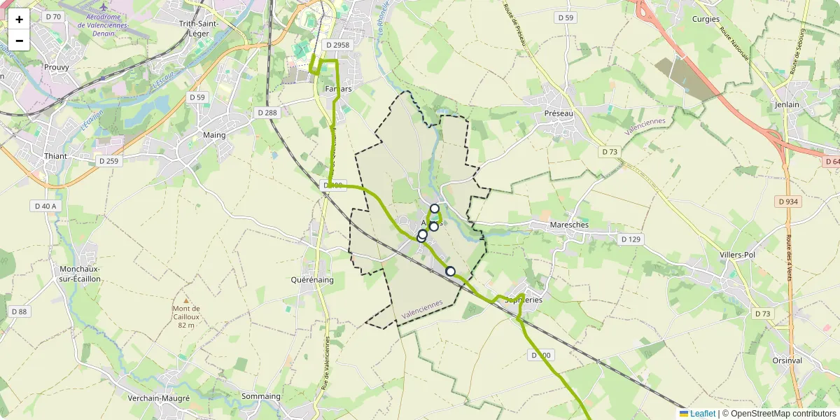Carte du réseau de transport en commun à Artres - lignes de bus et arrêts