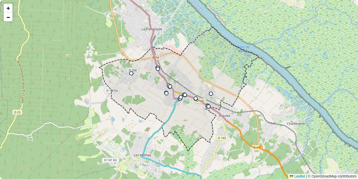 Carte du réseau de transport en commun à Arvert - lignes de bus et arrêts