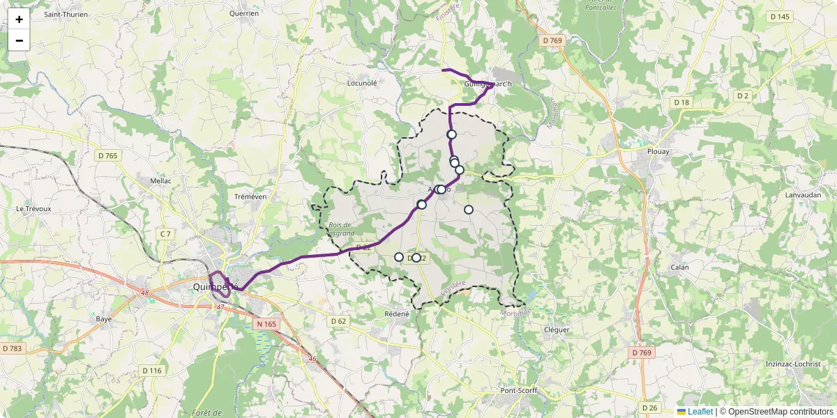 Carte du réseau de transport en commun à Arzano - lignes de bus et arrêts