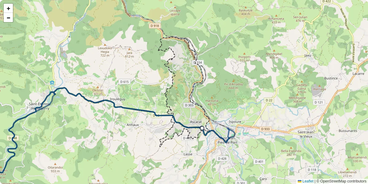 Carte du réseau de transport en commun à Ascarat - lignes de bus et arrêts