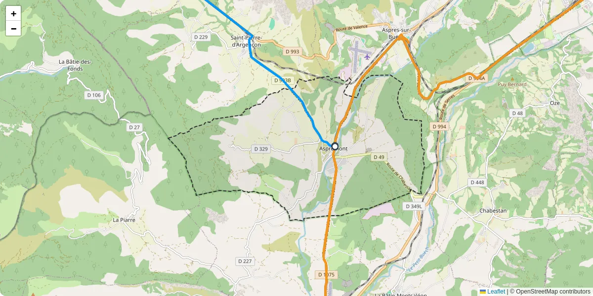 Carte du réseau de transport en commun à Aspremont - lignes de bus et arrêts