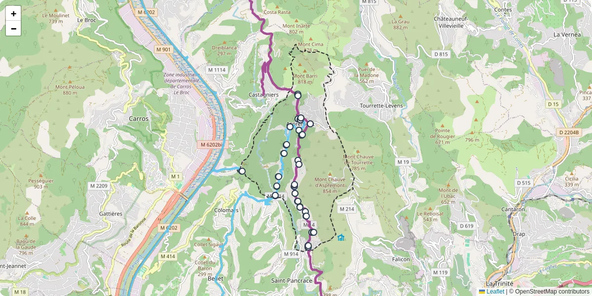 Carte du réseau de transport en commun à Aspremont - lignes de bus et arrêts
