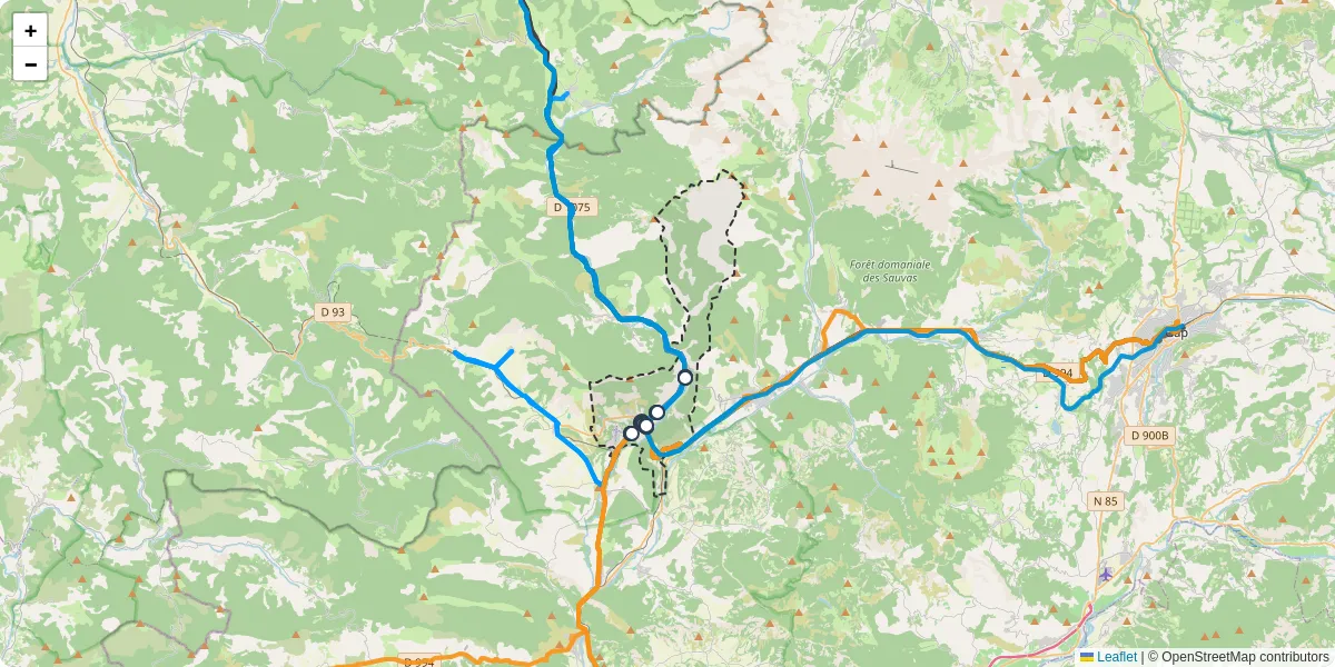 Carte du réseau de transport en commun à Aspres-sur-Buëch - lignes de bus et arrêts