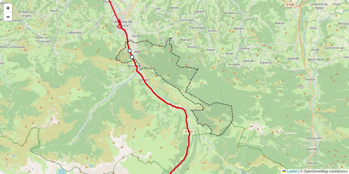 Carte du réseau de transport en commun à Asté - lignes de bus et arrêts