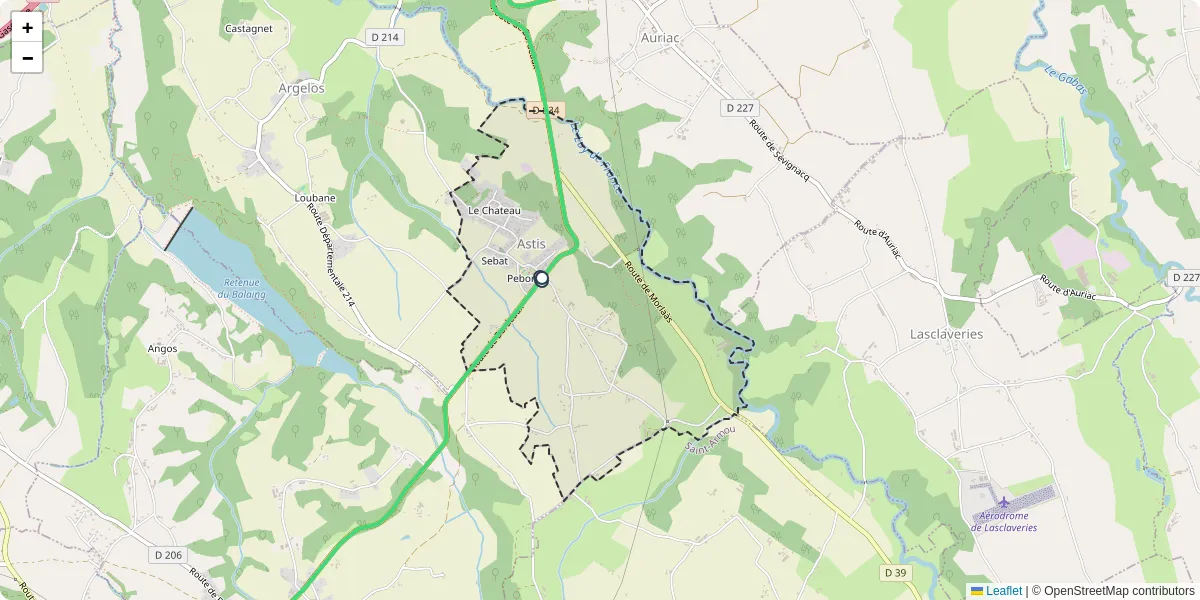 Carte du réseau de transport en commun à Astis - lignes de bus et arrêts